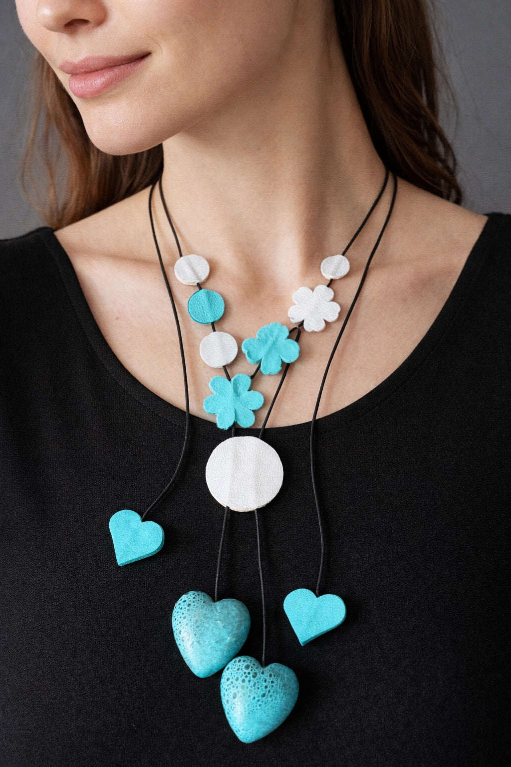 Candy Bloom Statement Leather Necklace