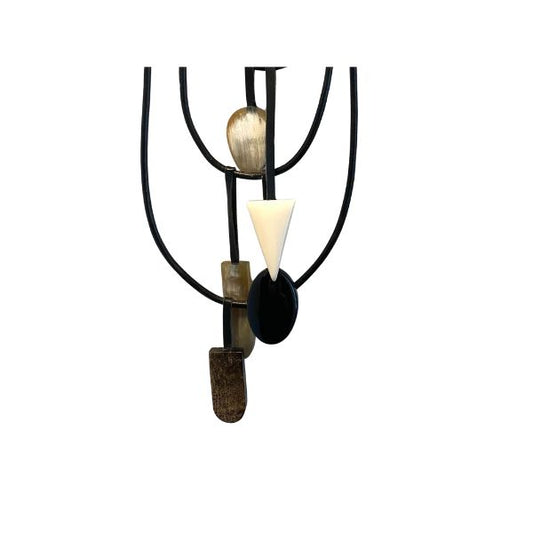 Multi-strand Leather and Water Buffalo Necklace