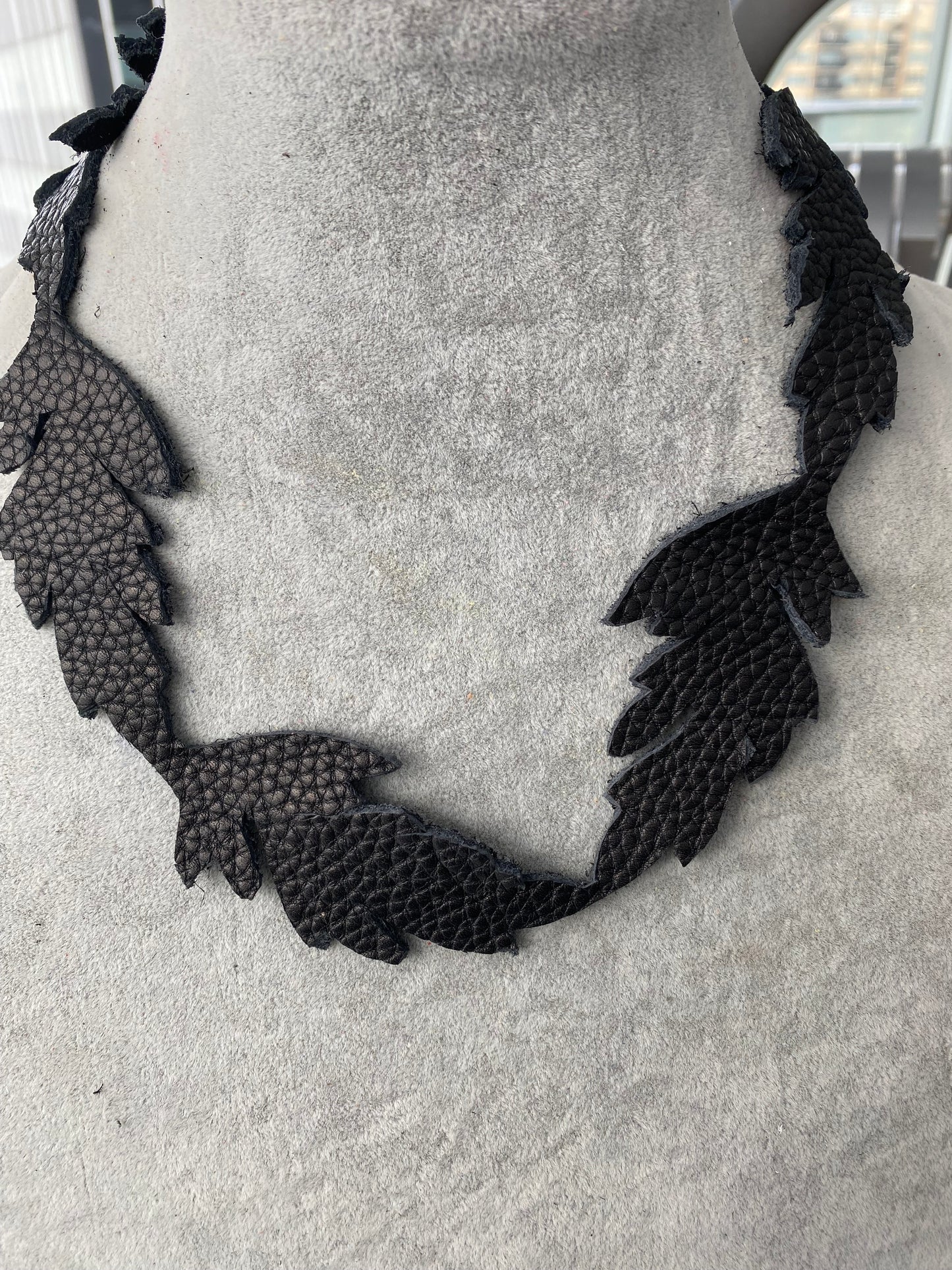 Evergreen Leaf Leather Necklace