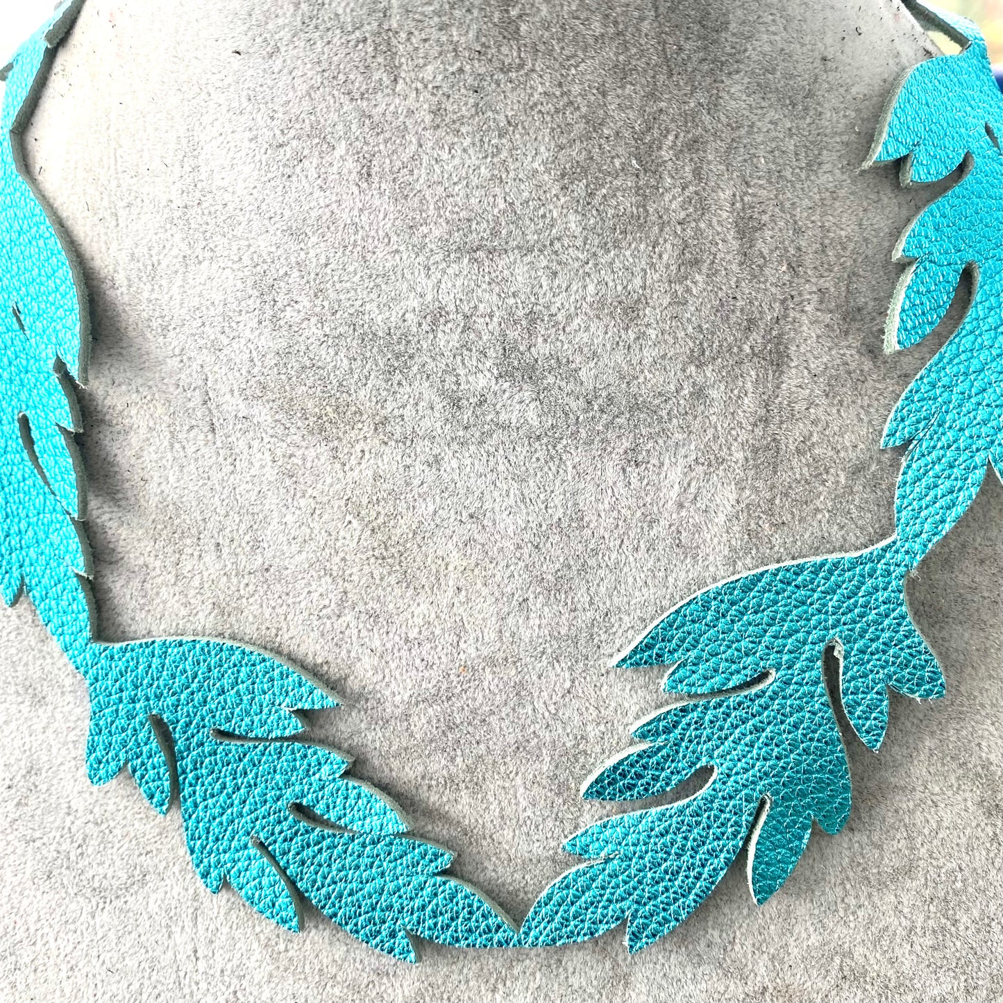 Evergreen Leaf Leather Necklace