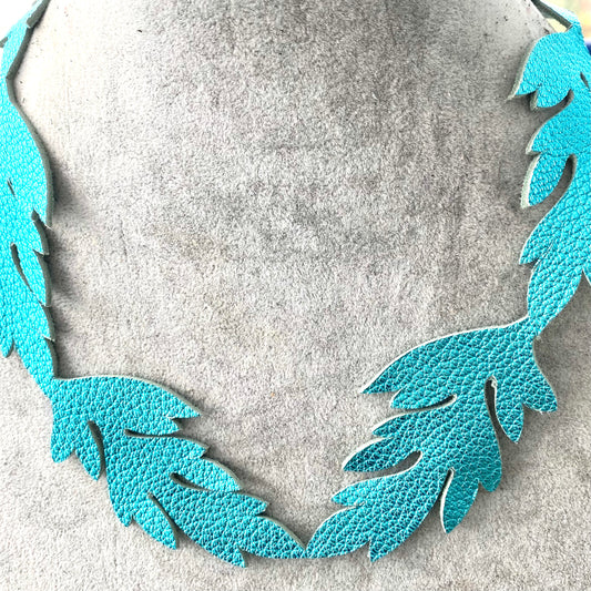Evergreen Leaf Leather Necklace