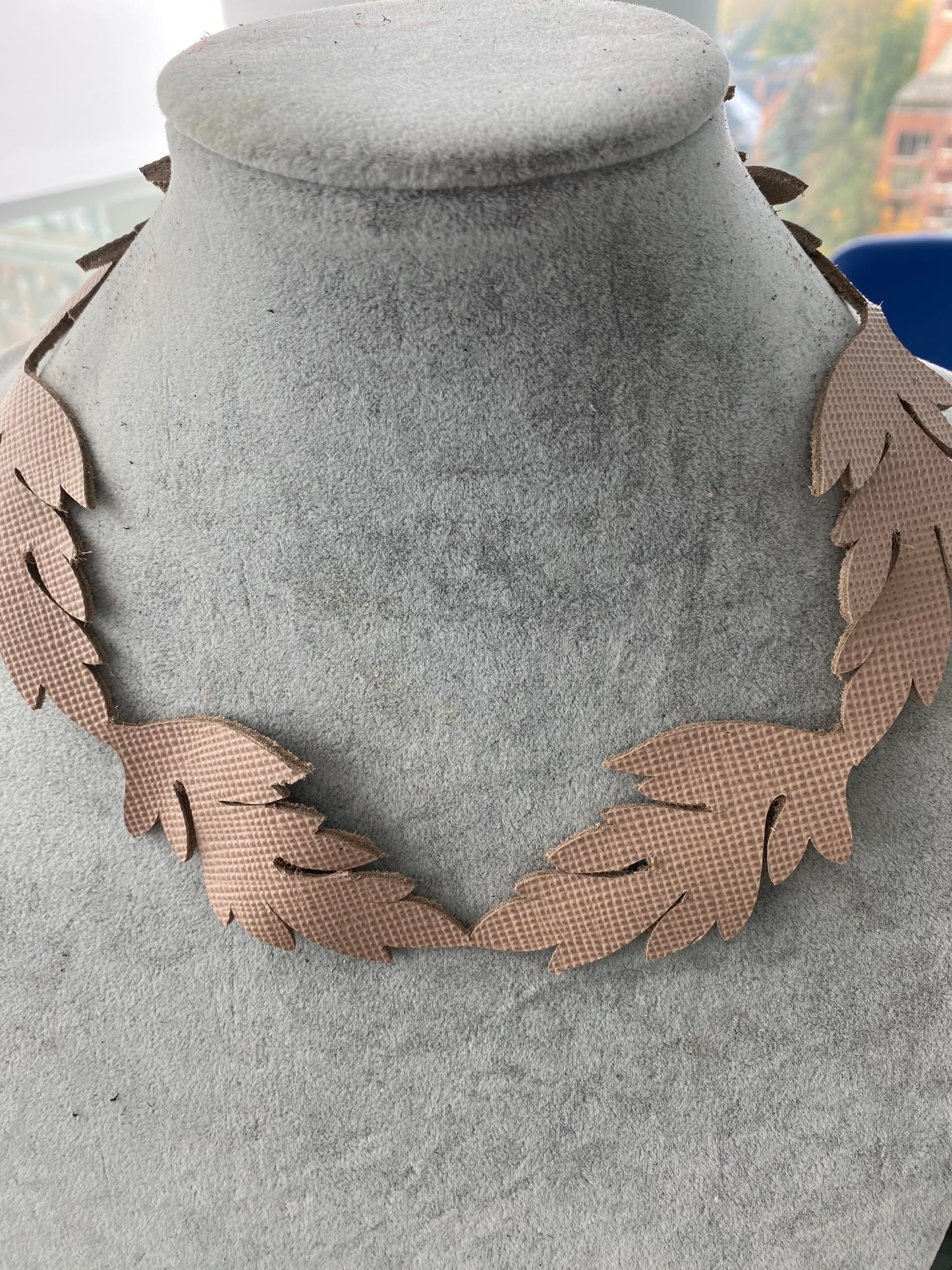 Evergreen Leaf Leather Necklace