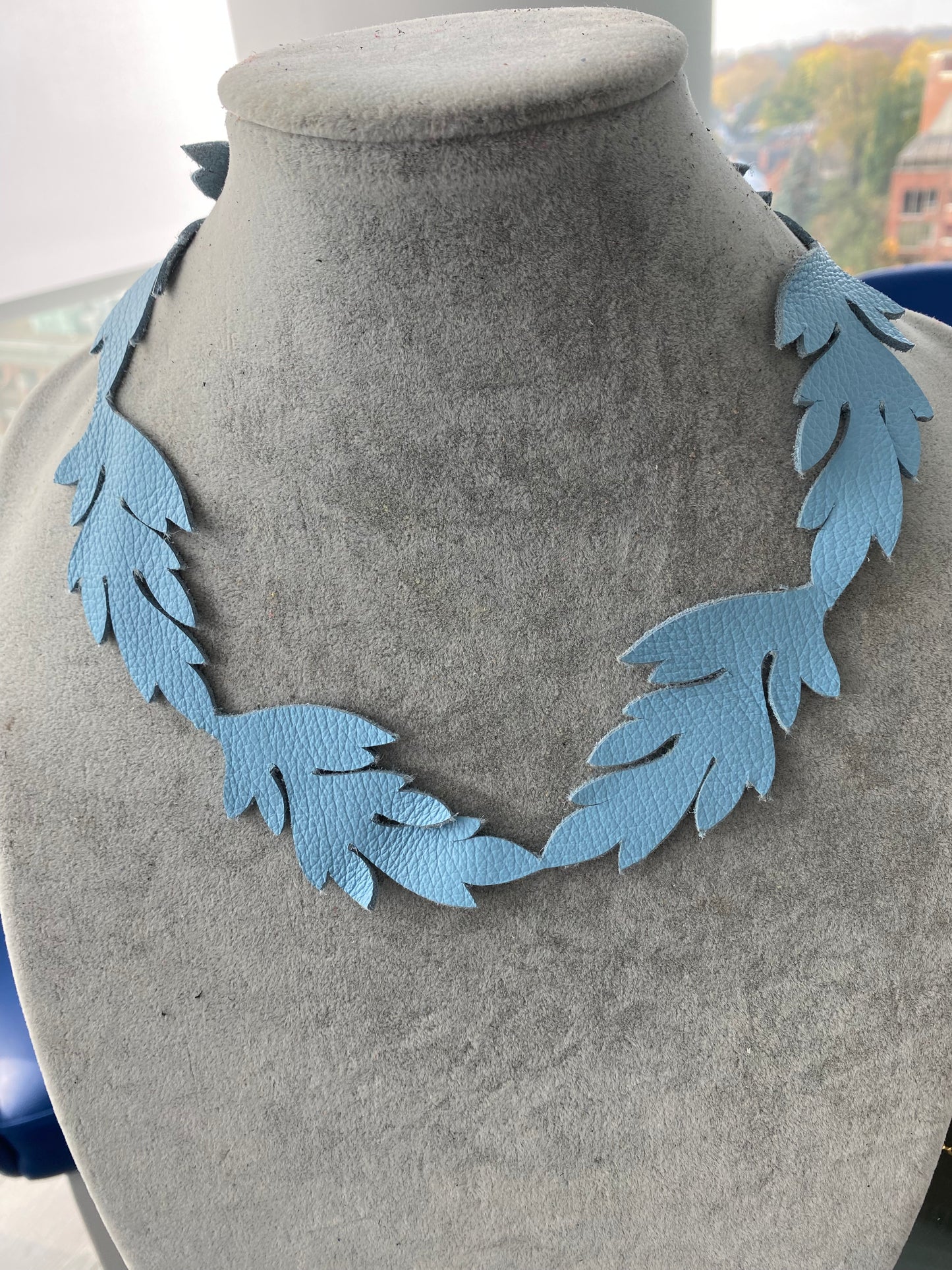 Evergreen Leaf Leather Necklace