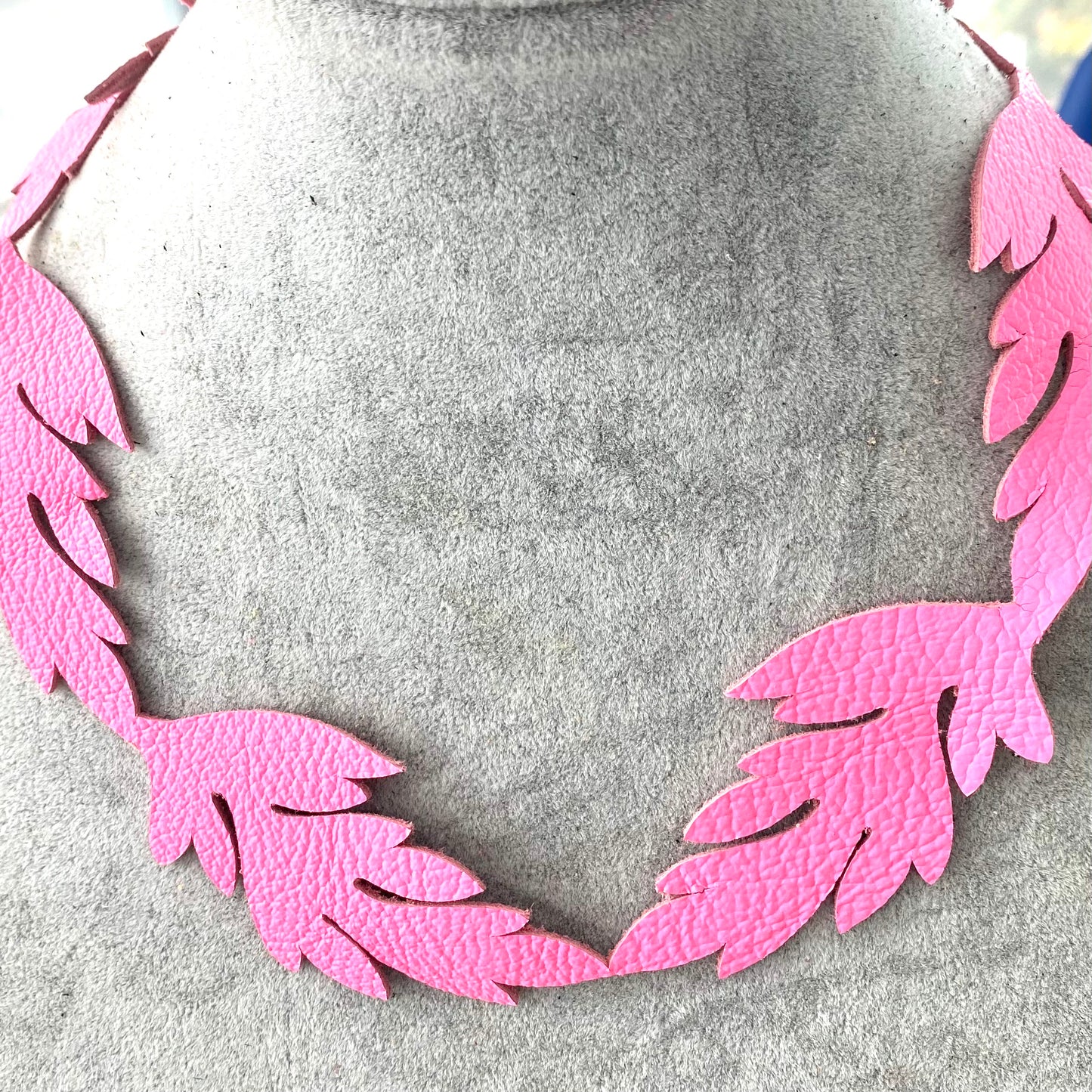 Evergreen Leaf Leather Necklace