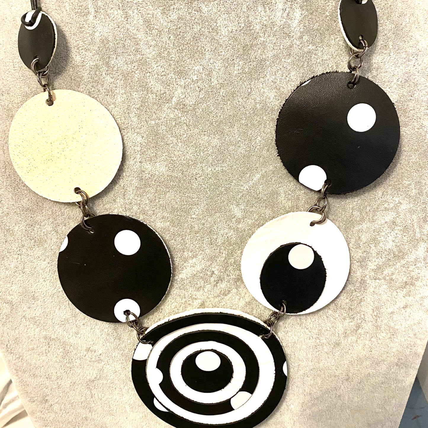 Black and White Leather Necklace