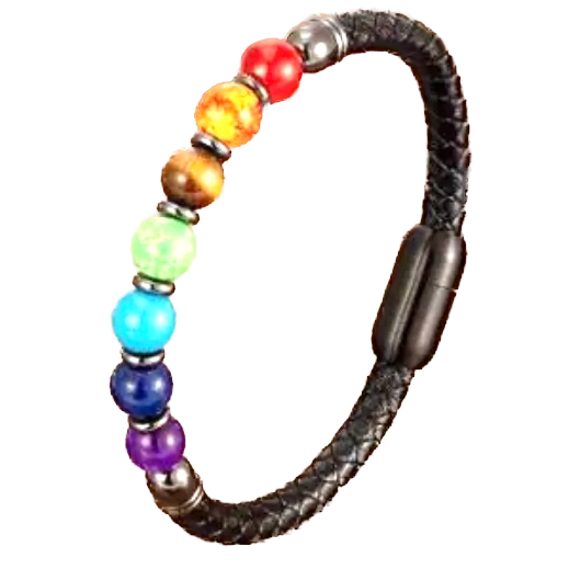 Beaded Round Braided Leather Bracelet