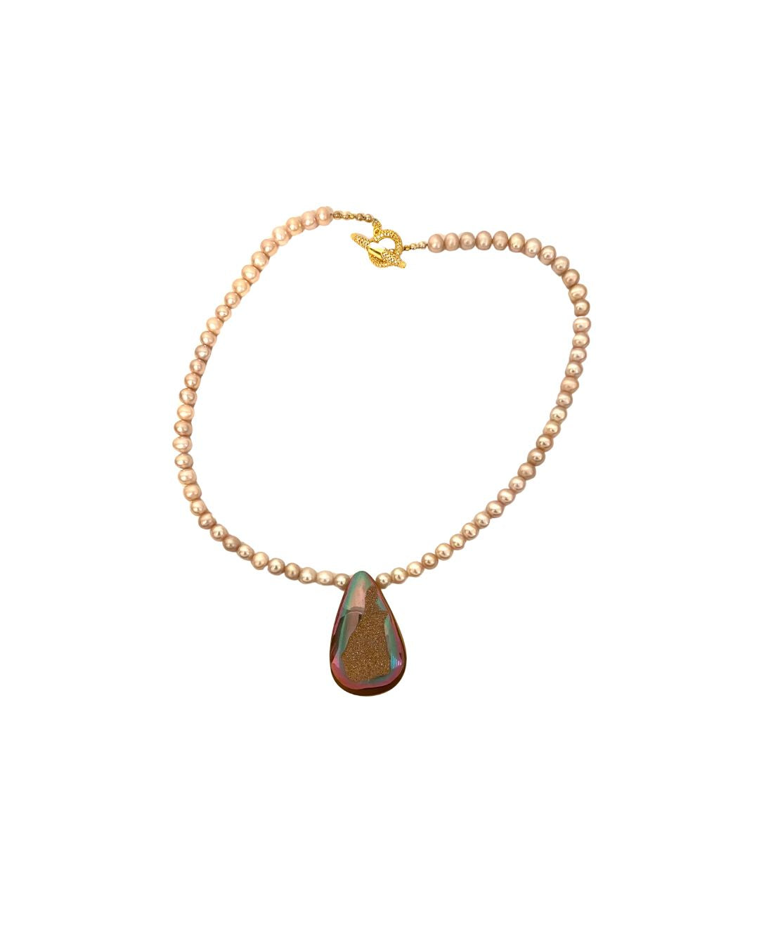 Druzy Pendant with Freshwater Pearls