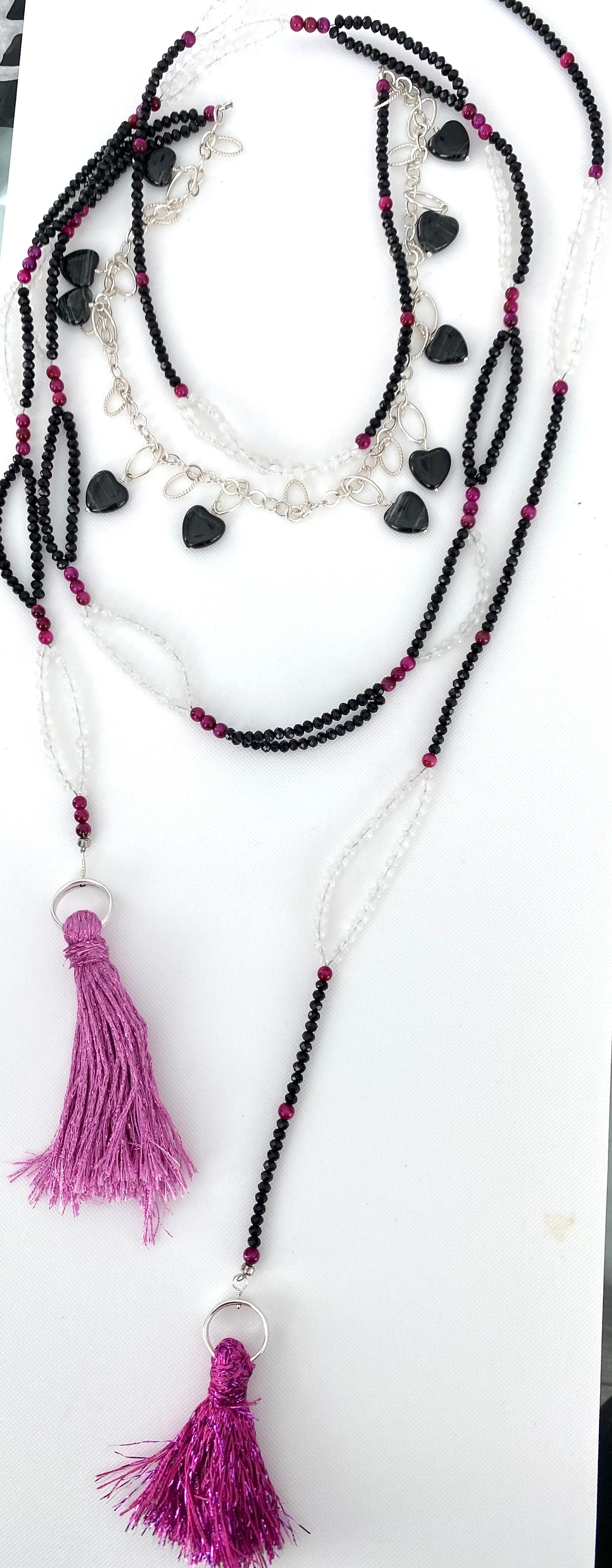 Exotic and Funky Onyx and Moonstone Necklace