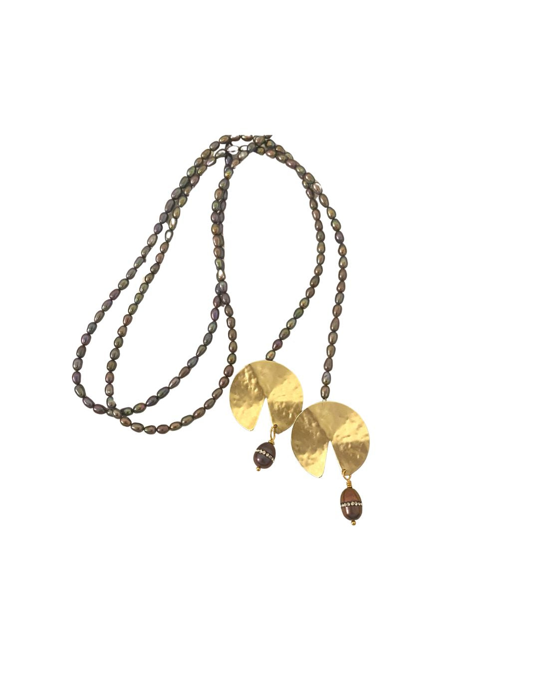 Freshwater Pearl Lariat with a touch of Gold