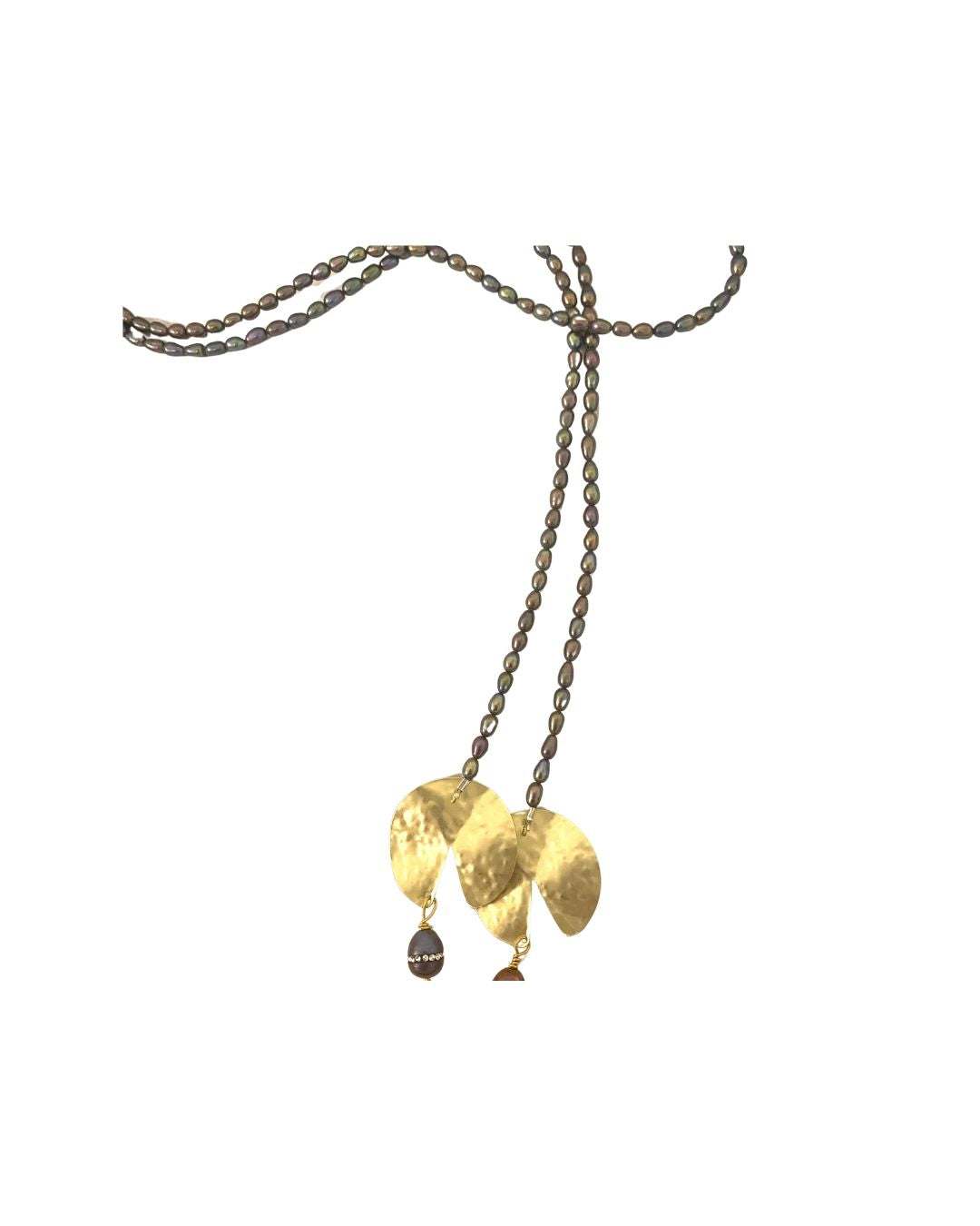 Freshwater Pearl Lariat with a touch of Gold