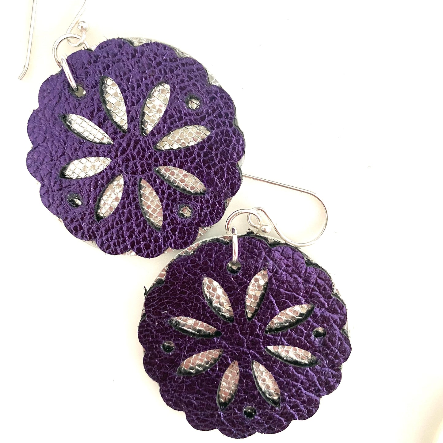 Leather Flower Earrings