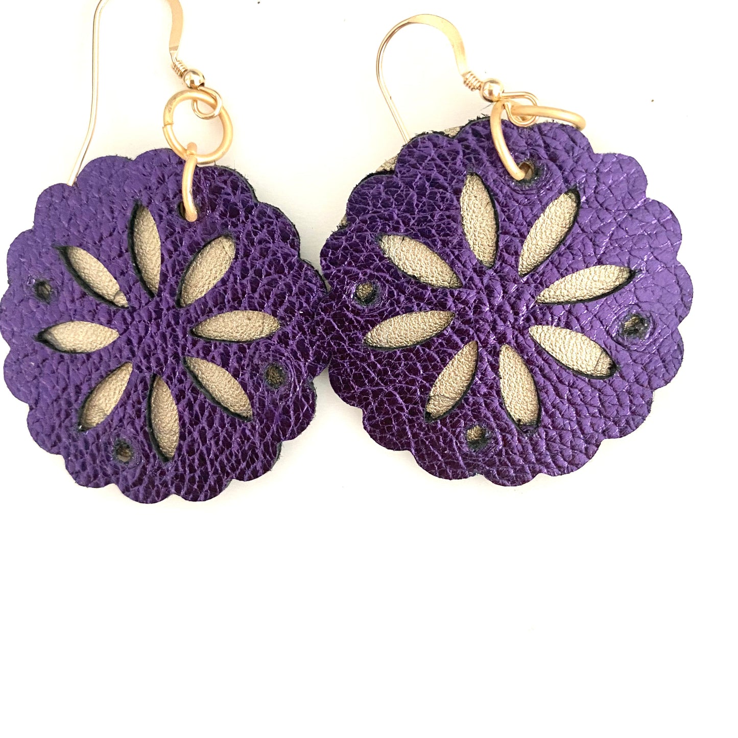 Leather Flower Earrings