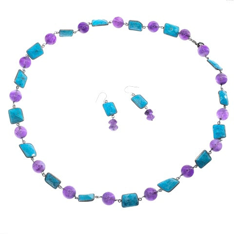 Royalty Amethyst and Turquoise Necklace