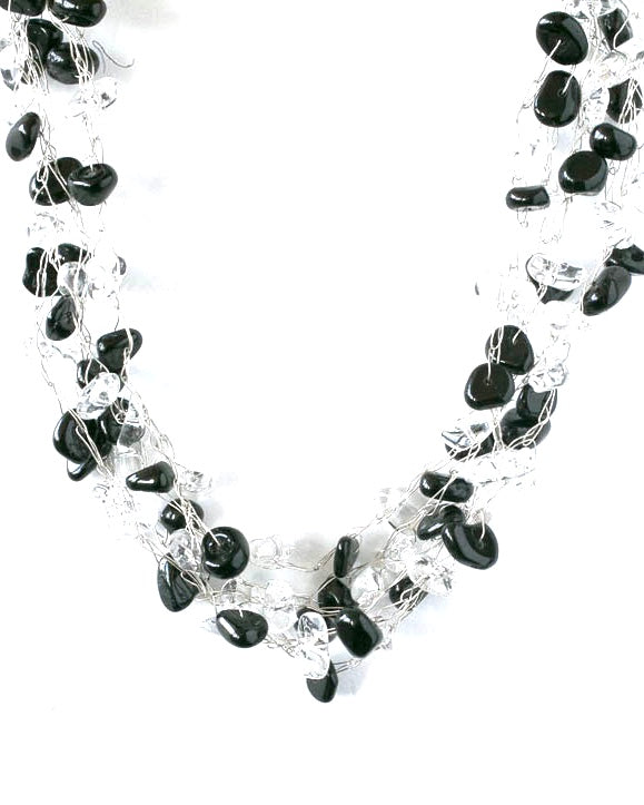 Black and White or Clear Multi Strand Necklace