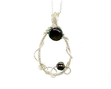 Black Pearl Woven Pendant