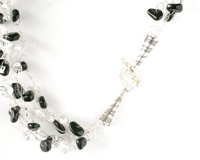 Black and White or Clear Multi Strand Necklace