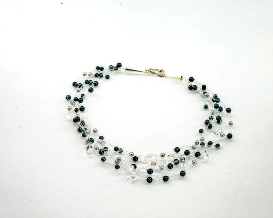 Teal and Grey Multi-strand Necklace