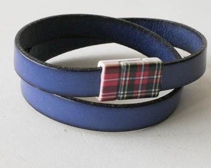 Vegan or Leather Wrap Bracelet with Plaid Magnetic Clasp