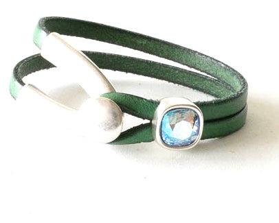 Leather Bracelet with Swarovski Crystal Cube