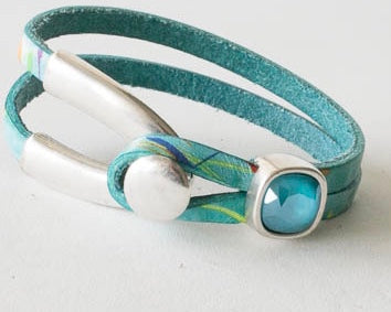 Leather Bracelet with Swarovski Crystal Cube