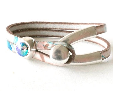 Leather Bracelet with Swarovski Crystal Cube