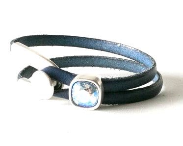 Leather Bracelet with Swarovski Crystal Cube
