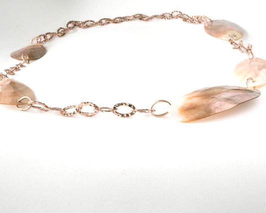Mother of Pearl and Rose Copper Necklace