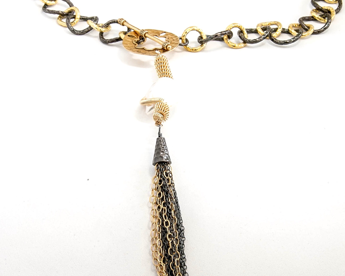 Chunky Gold and Black Chain with Tassel