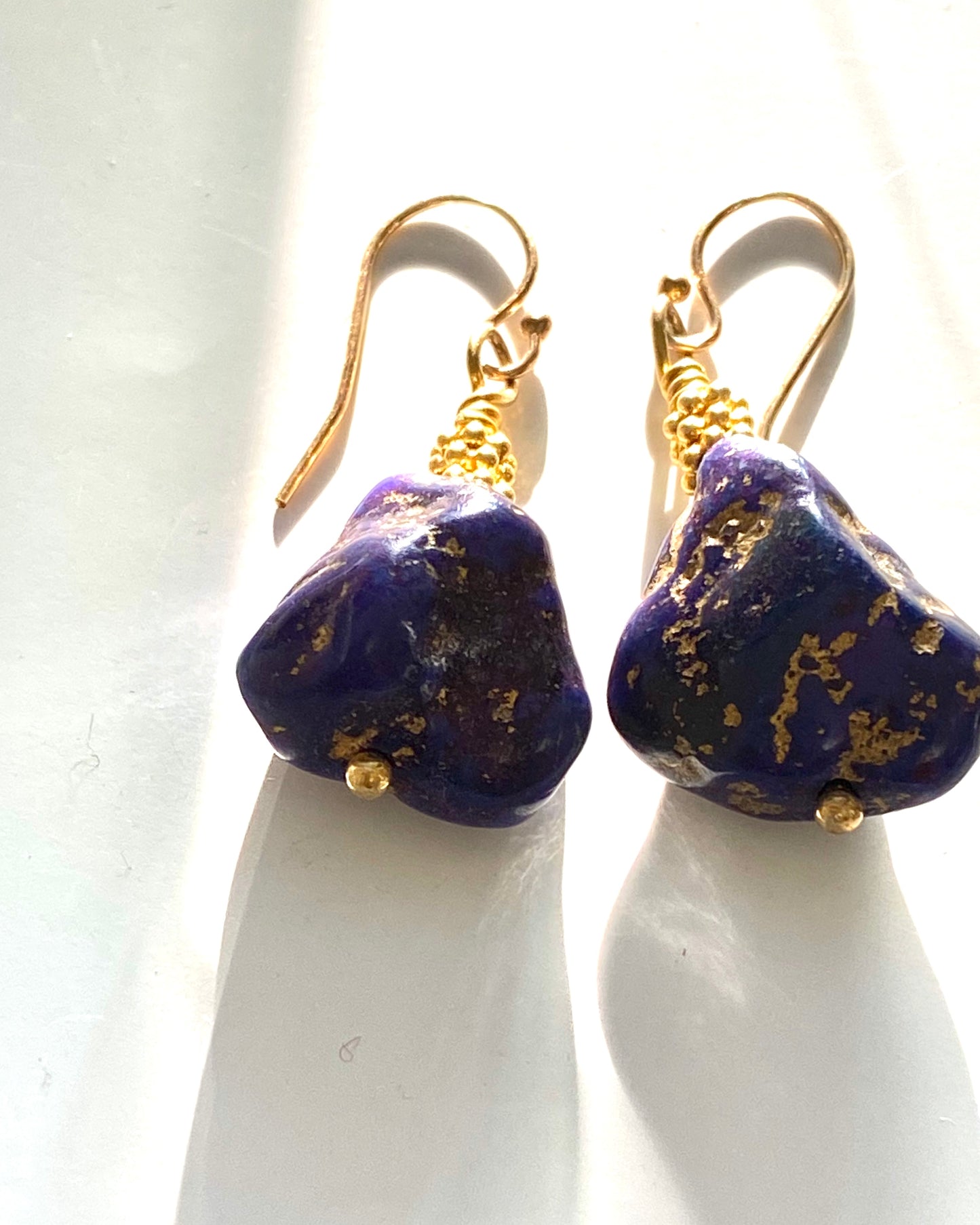 Purple and Gold Nugget Necklace and Earrings