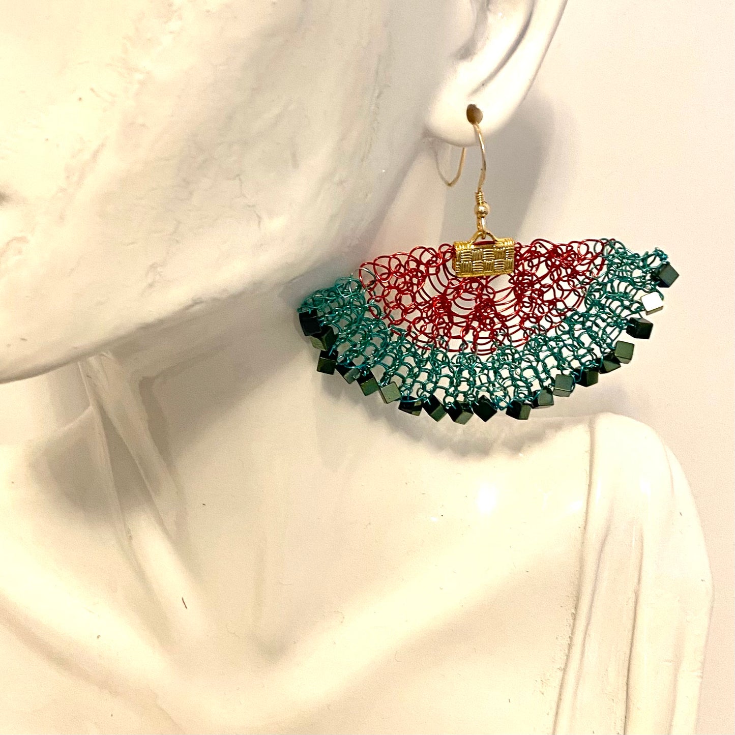 Two Tone Statement Fan Earrings