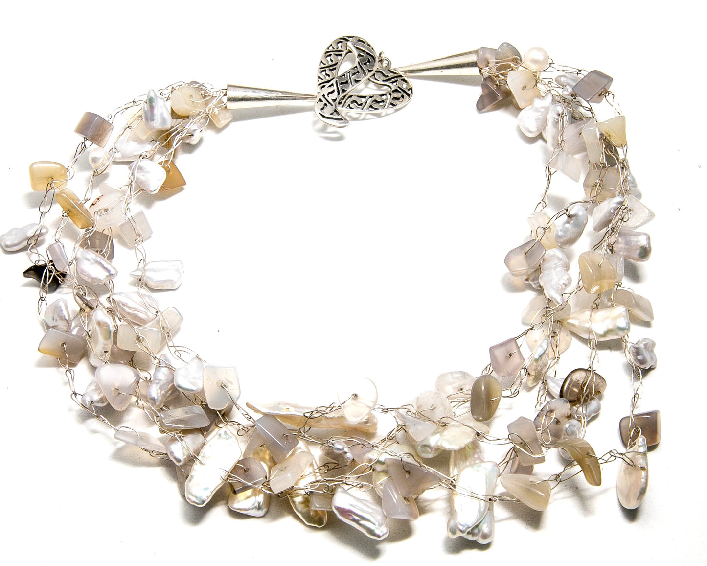 Fresh Water Pearl and Labradorite Weave Necklace