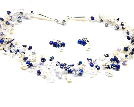 Lapis and Pearl Earrings