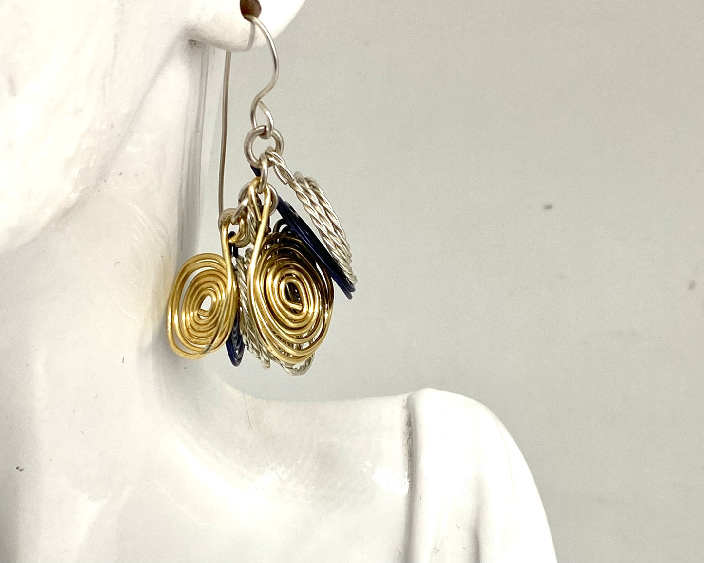 Mixed Metal Spiral Earrings