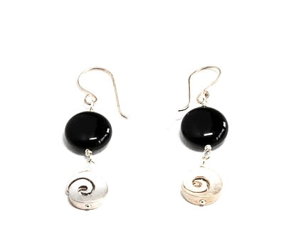 Onyx and Swirl Earrings