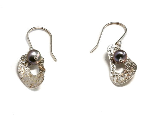 Sterling Silver Oval with Fresh Water Pearl Earrings