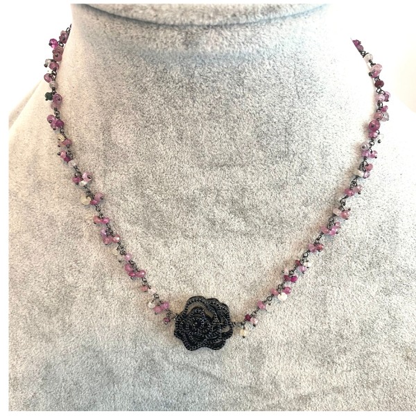 Ruby Crystal Flower Pendant