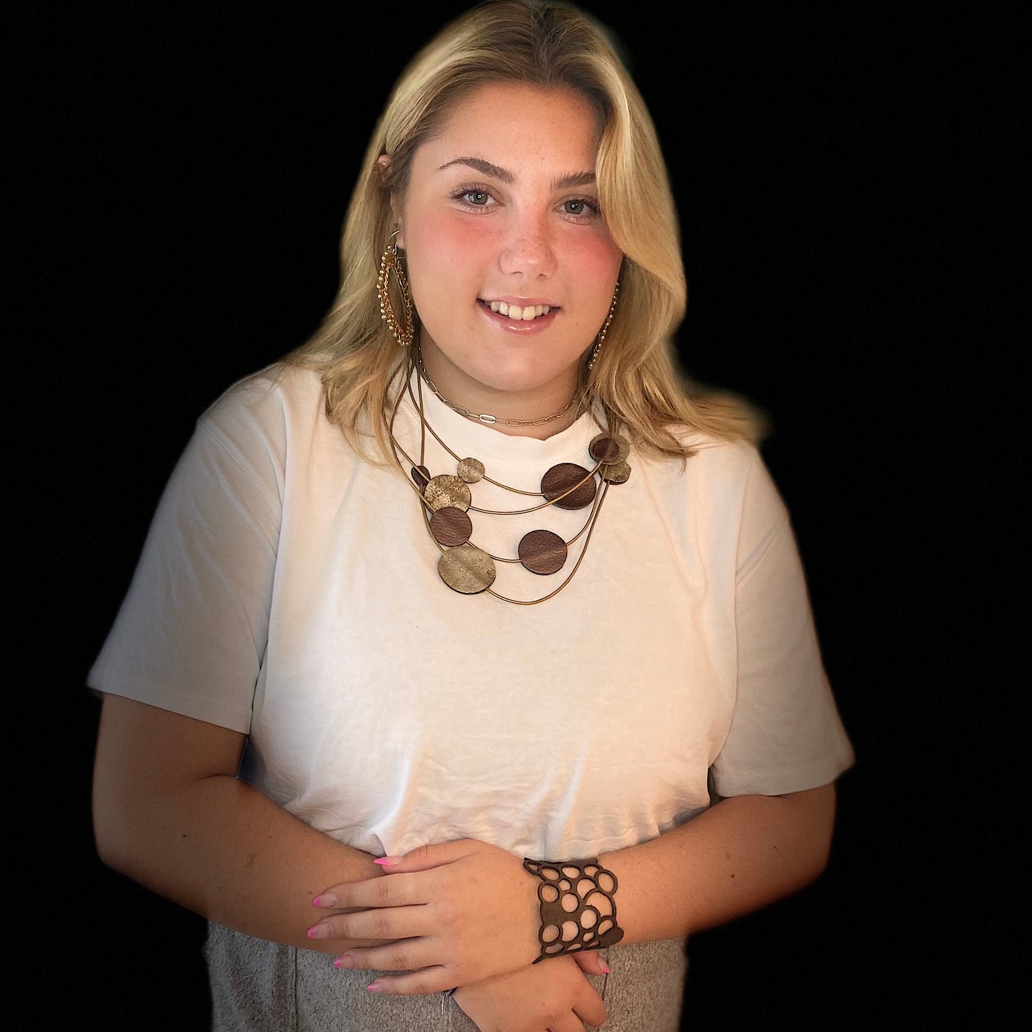 Statement Leather Dot Necklace