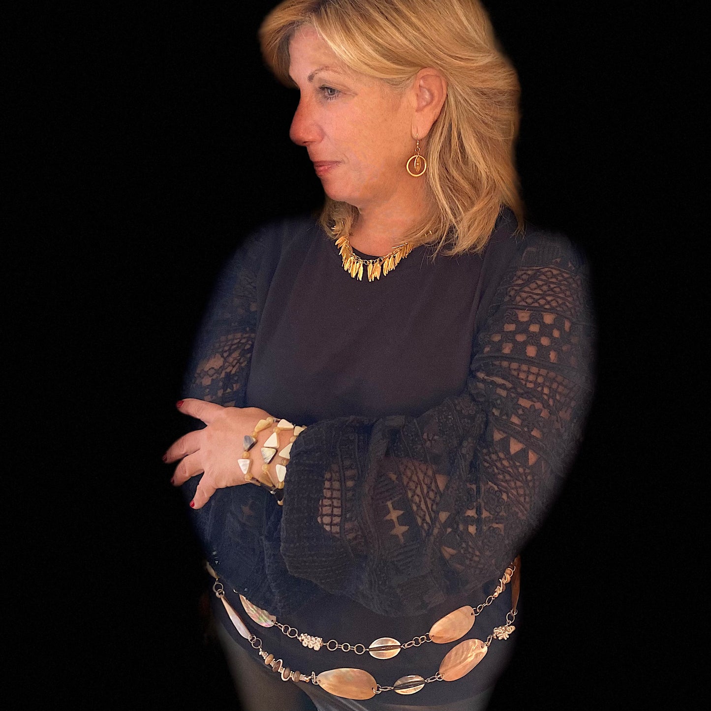 Mother of Pearl Necklace Belt