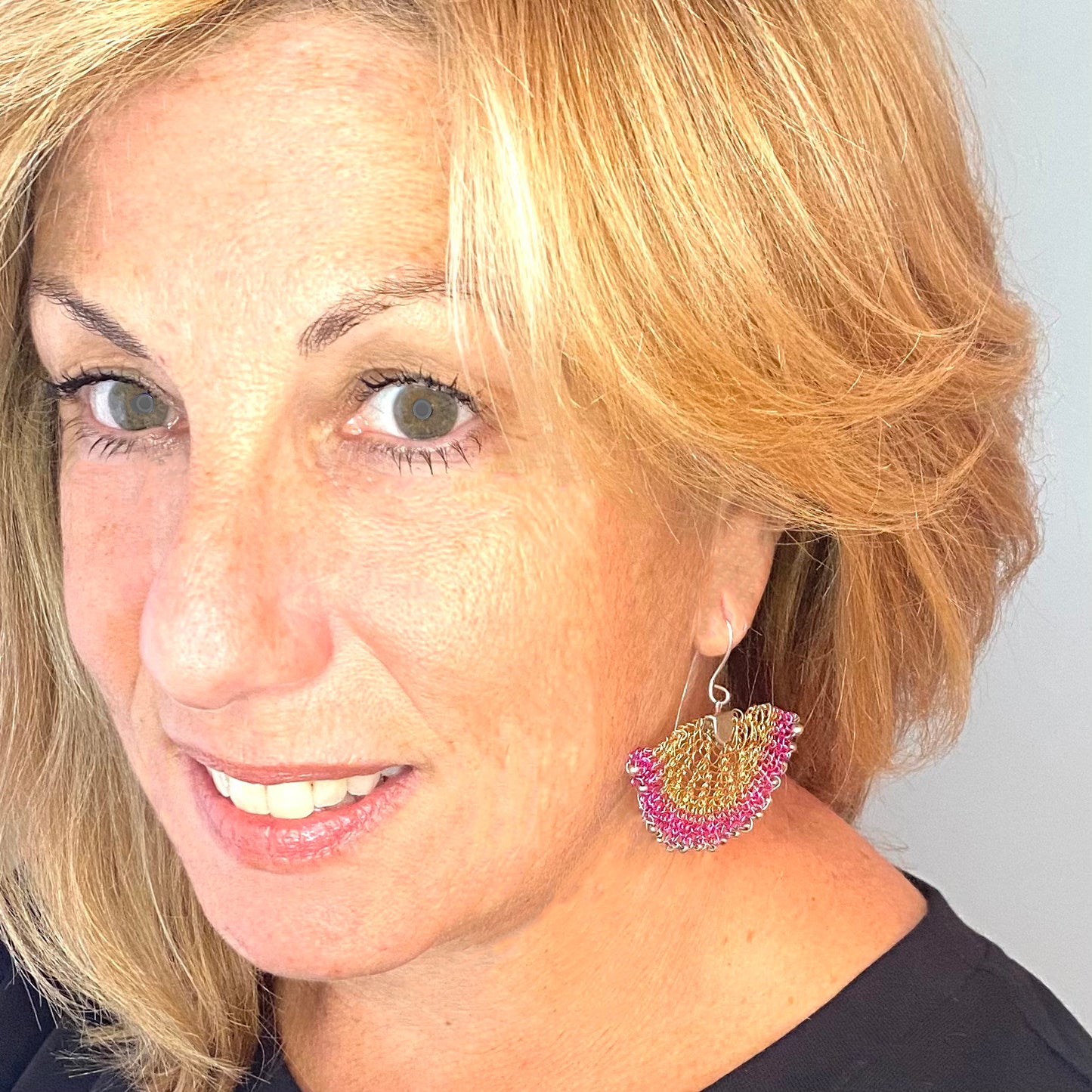 Two Tone Statement Fan Earrings