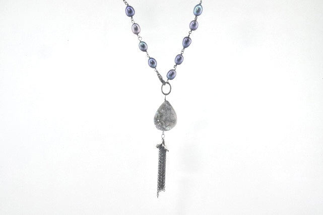 Druzy and Freshwater Pearl Necklace