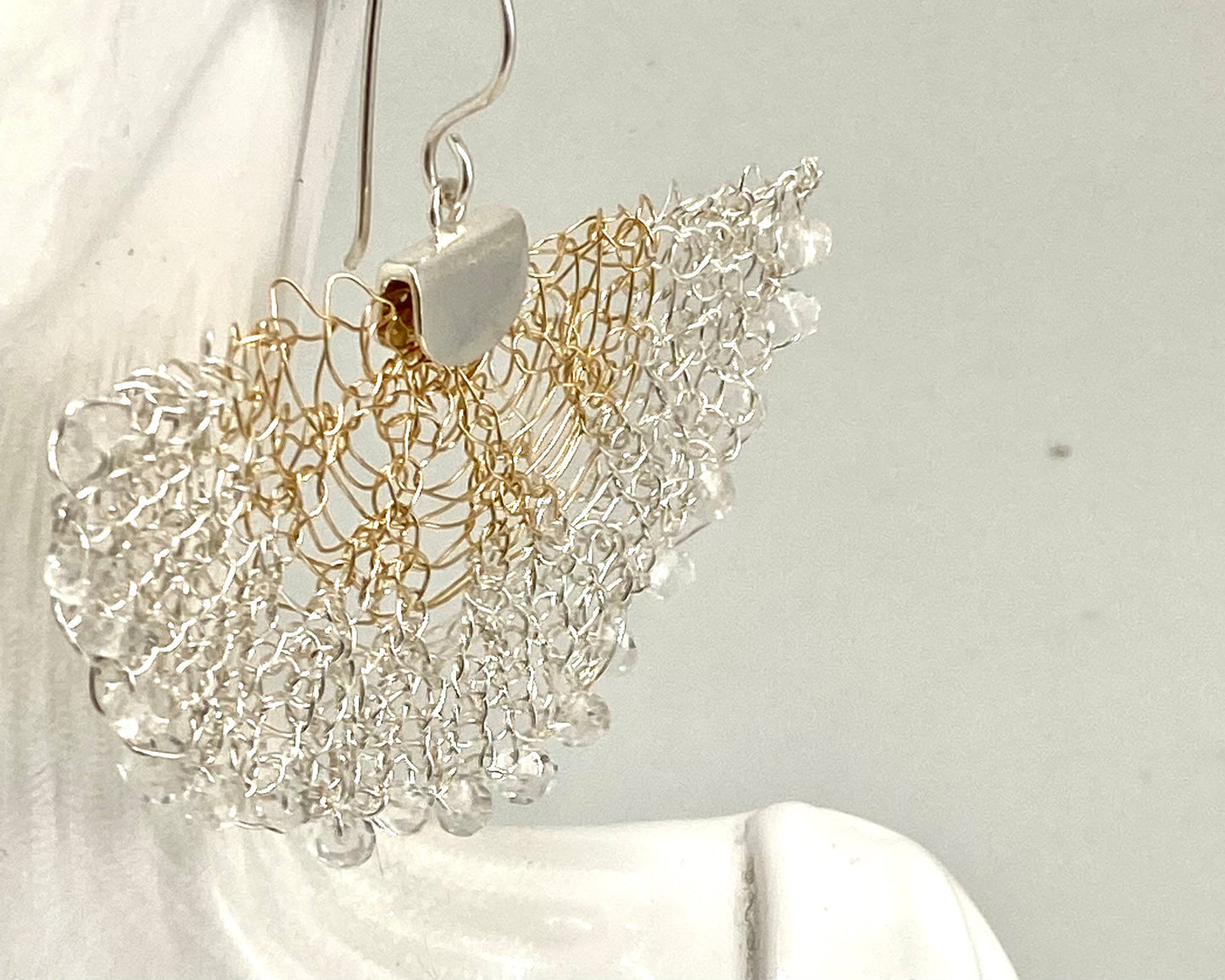 Two Tone Statement Fan Earrings