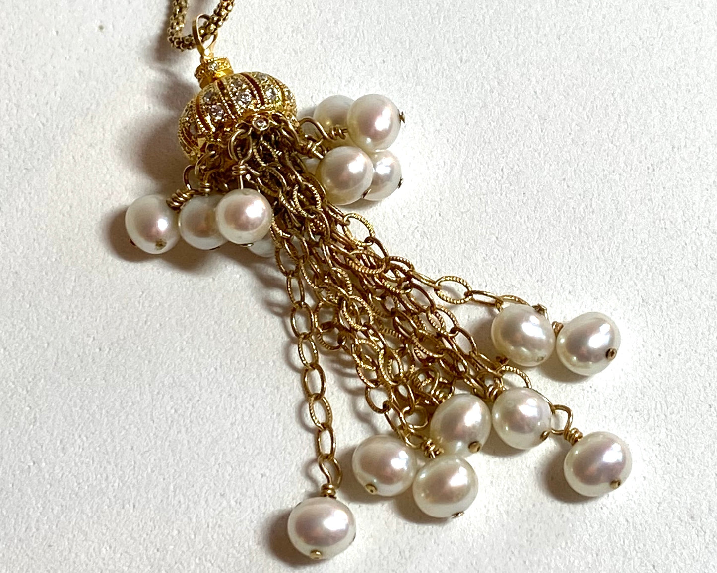 Gold Pendant with Fresh Water Pearls