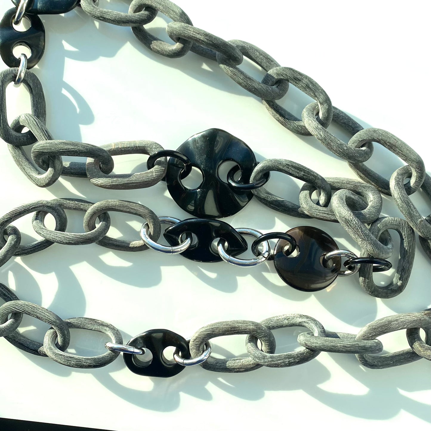 Natural Grey, Topaz and Onyx Necklace