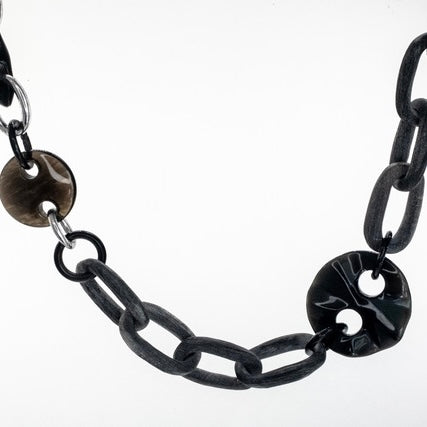 Natural Grey, Topaz and Onyx Necklace