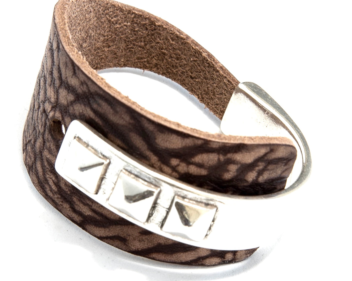Wide Leather Bangle Bracelet