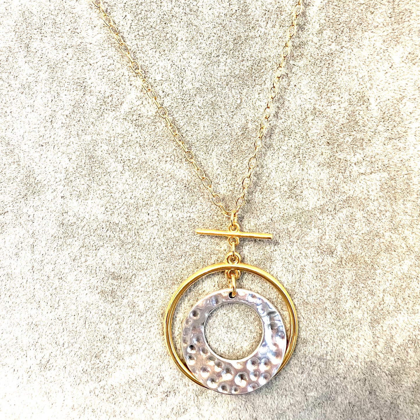 Mixed Metal Hammered Pendant