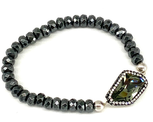Hematite and Crystal Bracelet