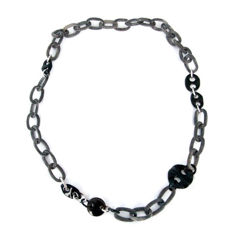 Natural Grey, Topaz and Onyx Necklace