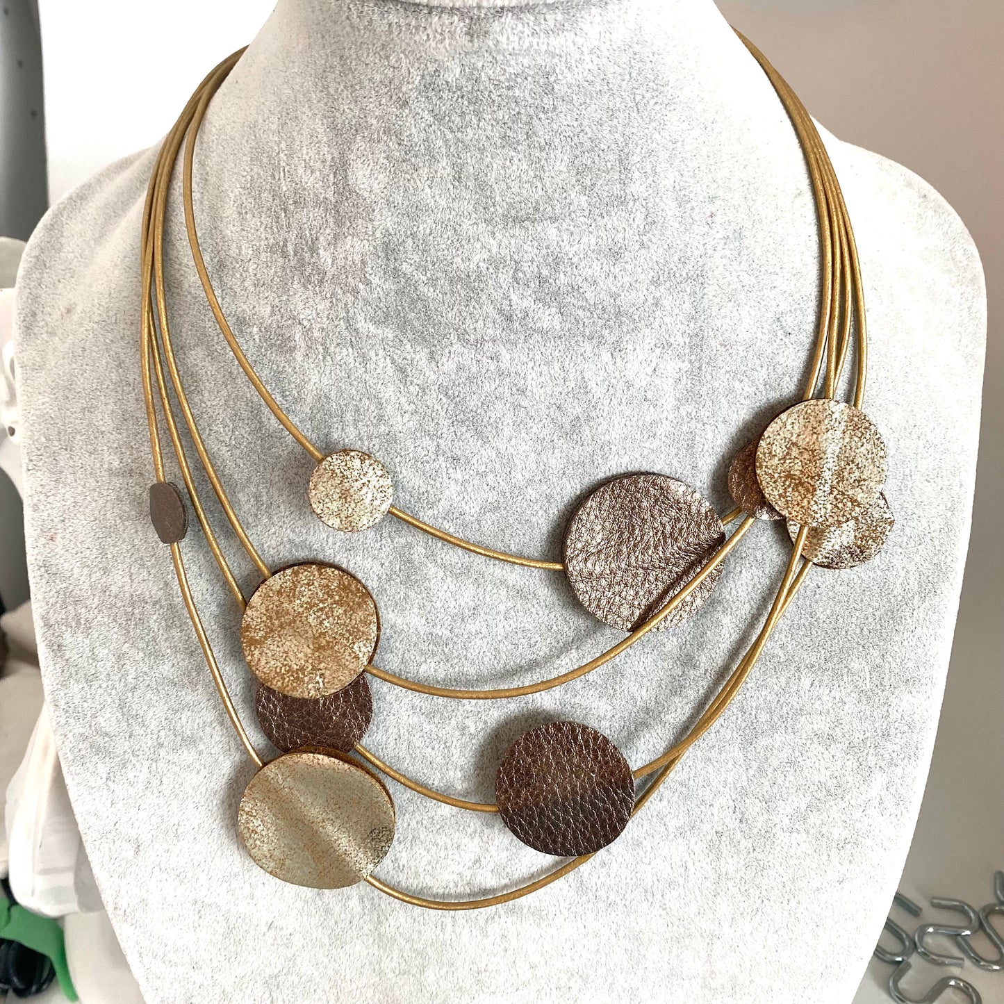 Statement Leather Dot Necklace
