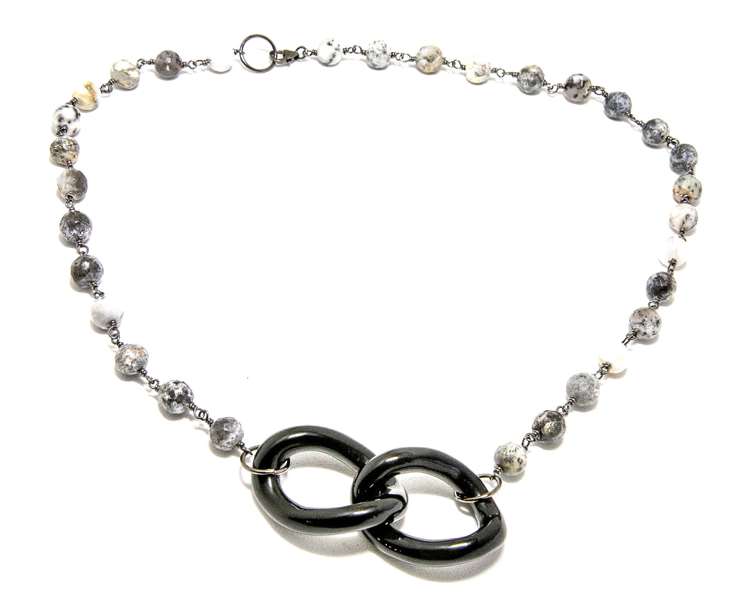 Love Knot Onyx and Agate Necklace